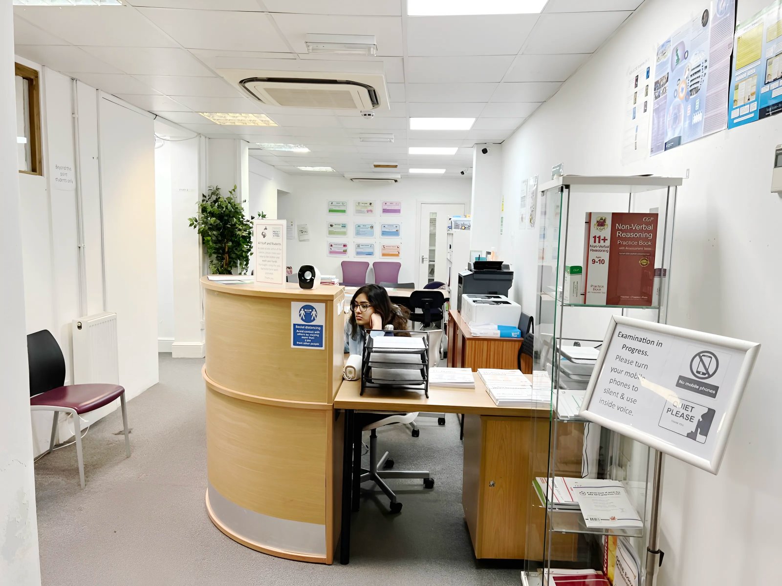 Ark Exam Centre reception and waiting area, Ilford