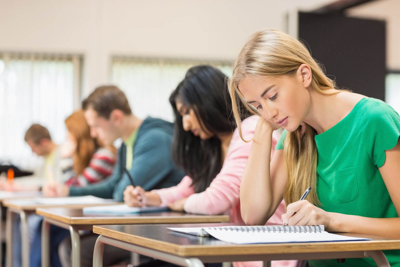Exam desks prepared for candidates at Ark Exam Centre
